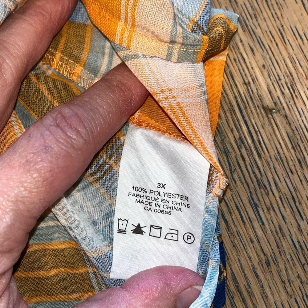PENNINGTONS – Orange & Blue Plaid Button-Up Blouse – Size 3X - Picture 4 of 11